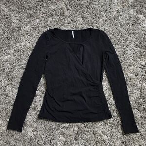 Z Supply Black Long Sleeve Tee Cut Out Size XS